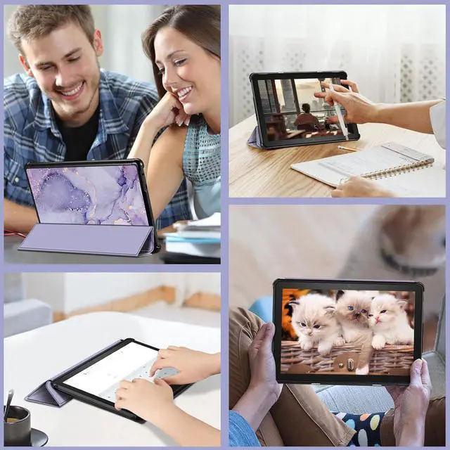 Alt view image 6 of 7 - Slim Case for All-New Fire HD 10 Tablet (13th Generation 2023 Release) - Trifold Lightweight Hard Shell Stand Cover with Auto Wake/Sleep Lilac Marble