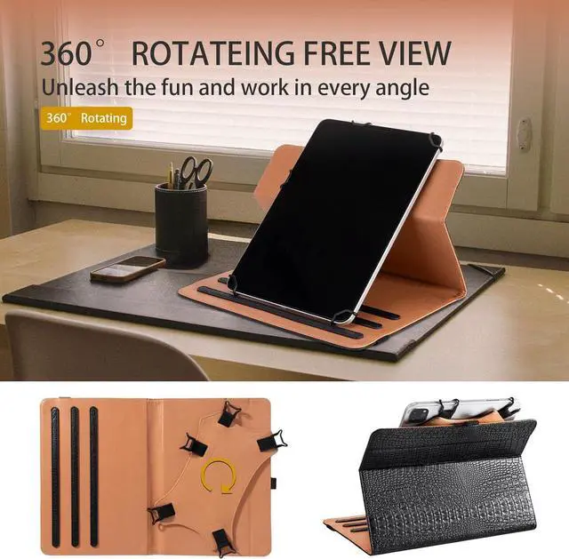 Alt view image 6 of 7 - 10.1 Tablet case 10 inch Tablet Case 360 Degree Rotating Universal Tablet Case for 9.7-11 Inch Tablets Protective Case Cover (Black)