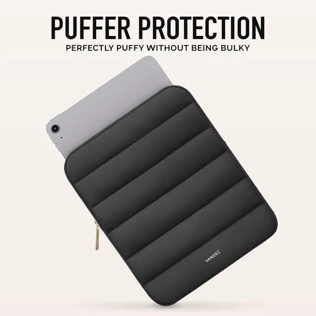 Alt view image 2 of 7 - Vandel - The Original Puffy iPad Sleeve 9-11 Inch Tablet Sleeve Black i Pad Case for Women and Men Cute iPad Air Pouch 9 10 Inch 11 Inch Bag