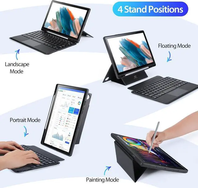 Alt view image 2 of 6 - Galaxy Tab A8 Case with Keyboard 10.5Inch Multi-Touch Trackpad 7 Color Backlit Wireless Detachable Magnetic Folio Cover for This  Tab A8 Keyboard Case(Black)