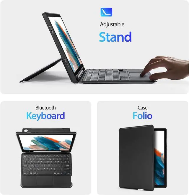 Alt view image 4 of 6 - Galaxy Tab A8 Case with Keyboard 10.5Inch Multi-Touch Trackpad 7 Color Backlit Wireless Detachable Magnetic Folio Cover for This  Tab A8 Keyboard Case(Black)