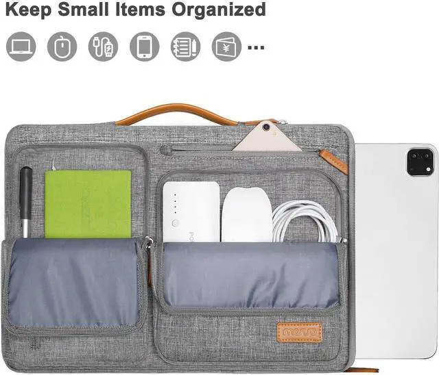 Alt view image 3 of 7 - 9-11 inch Tablet Sleeve Case for iPad Pro 11 inch M4 iPad Air 11 inch M2 2024 iPad 9/8/7th 10.2 iPad 10th 10.9 Galaxy Tab S9/S8 Side Open Carrying Bag with 4 Zipper Pockets Gray