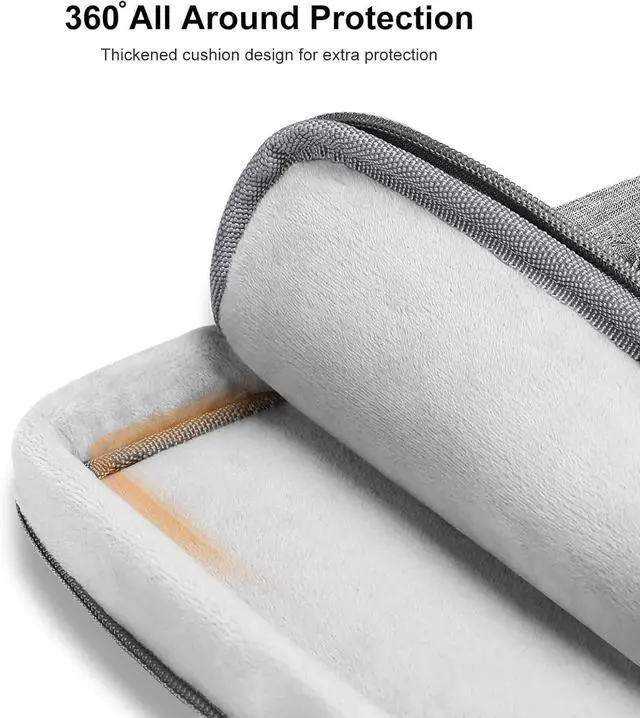 Alt view image 4 of 7 - 9-11 inch Tablet Sleeve Case for iPad Pro 11 inch M4 iPad Air 11 inch M2 2024 iPad 9/8/7th 10.2 iPad 10th 10.9 Galaxy Tab S9/S8 Side Open Carrying Bag with 4 Zipper Pockets Gray
