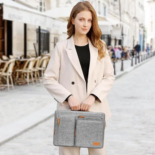 Alt view image 6 of 7 - 9-11 inch Tablet Sleeve Case for iPad Pro 11 inch M4 iPad Air 11 inch M2 2024 iPad 9/8/7th 10.2 iPad 10th 10.9 Galaxy Tab S9/S8 Side Open Carrying Bag with 4 Zipper Pockets Gray