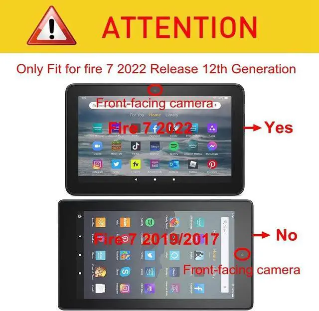 Alt view image 2 of 6 - Folio Case Cover for 7-Inch Fire 7 Tablet (12th Generation 2022 Release) Not Fit for Previous 7th/9th Genration (Blugaxy)