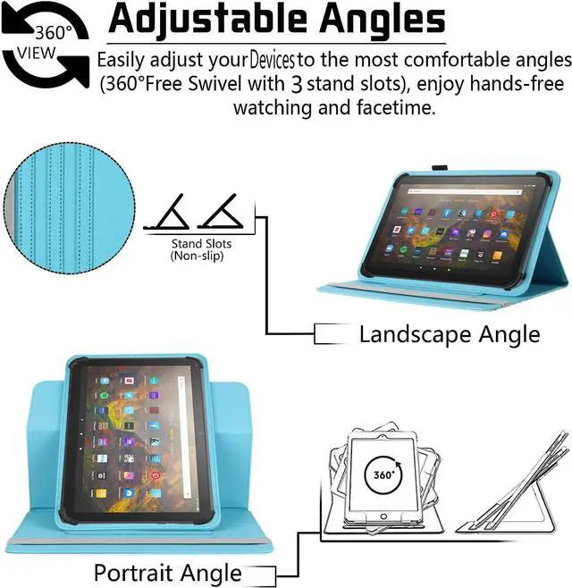 Alt view image 3 of 6 - Universal 10 10.1 Inch Android Tablet Case 360 Degree Rotatable Kickstand Multiple Viewing Stand Case Cover for 9.6 10 10.1 10.5 and All 9.5-10.5 Inch Touchscreen Tablet Flower Grass 08