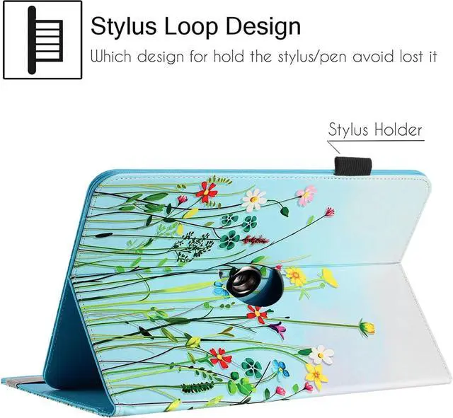 Alt view image 5 of 6 - Universal 10 10.1 Inch Android Tablet Case 360 Degree Rotatable Kickstand Multiple Viewing Stand Case Cover for 9.6 10 10.1 10.5 and All 9.5-10.5 Inch Touchscreen Tablet Flower Grass 08