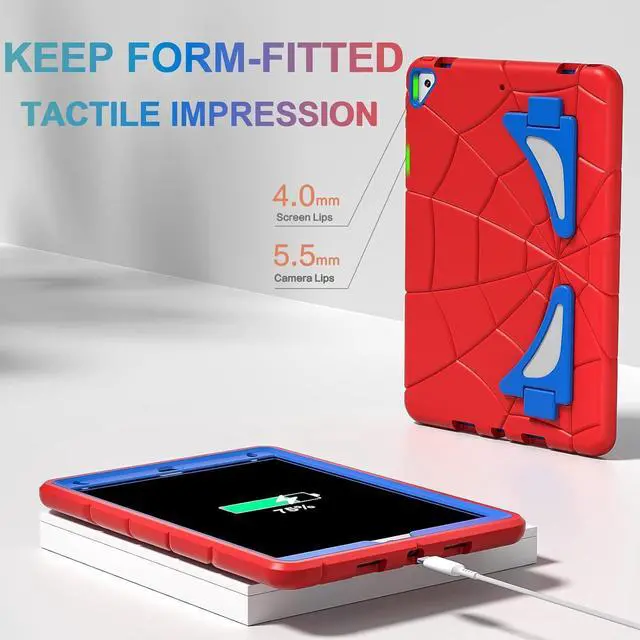Alt view image 5 of 6 - Case for iPad 9th Generation/iPad 8th 7th Generation 10.2 inch 2021/2020/2019 Heavy Duty Shockproof Rugged Protective Cover 10.2 with Stand Kids Red+Blue