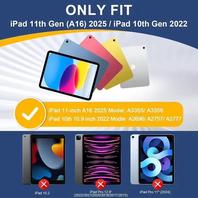 Alt view image 2 of 7 - Sibeitu for iPad 11th A16 2025 & 10th Generation Case 10.9 Inch 2022 with Pen Holder Rugged Shockproof iPad 10 Case with Kickstand Heavy Duty Protective Cover for iPad 11-inch/10th Gen | Black