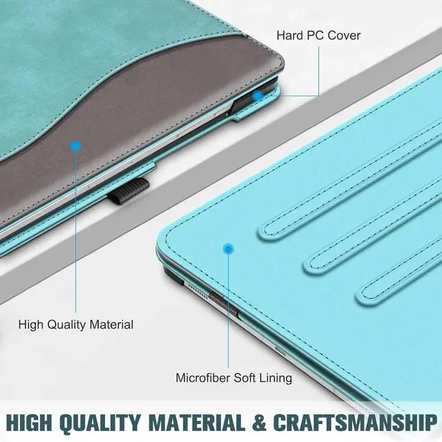 Alt view image 5 of 7 - Case for  Galaxy Tab S9 FE 5G 10.9 Inch/Tab S9 11 Inch 2023 Multi-Angle Viewing Protective Cover with Pocket Auto Sleep/Wake Turquoise