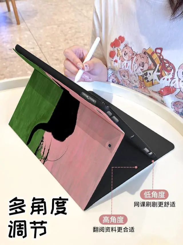 Alt view image 3 of 6 - Case for iPad 10th Generation 10.9 inch 2022 Silky Surface Art Black Cat Green Grass Slim Stand Protective Cover with Hard PC Back Shell Cover for iPad 10th Gen 2022 with Pencil Holder