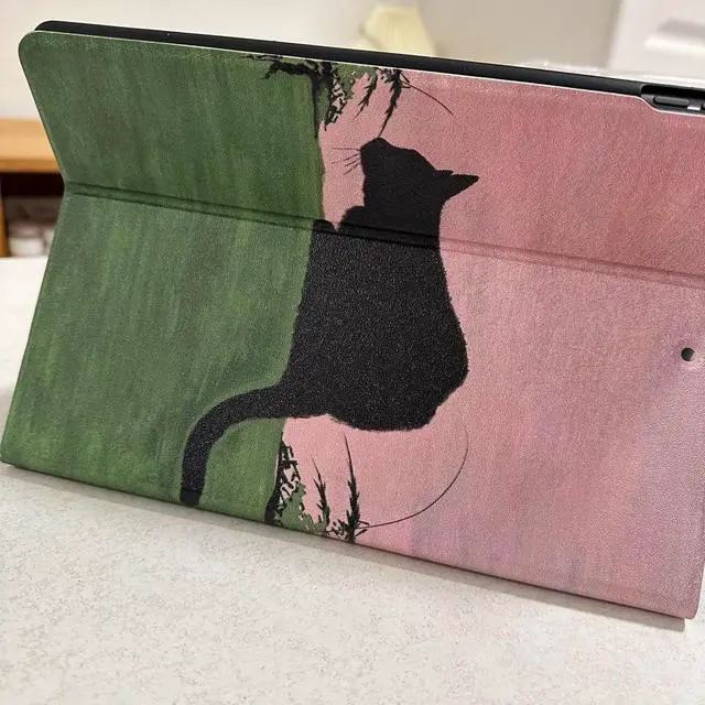 Alt view image 6 of 6 - Case for iPad 10th Generation 10.9 inch 2022 Silky Surface Art Black Cat Green Grass Slim Stand Protective Cover with Hard PC Back Shell Cover for iPad 10th Gen 2022 with Pencil Holder