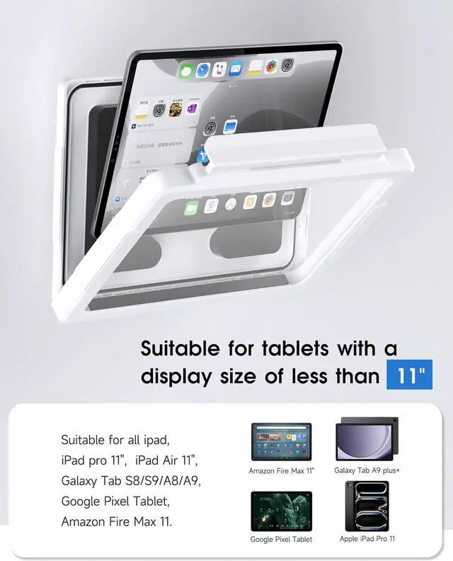 Alt view image 5 of 7 - Shower iPad Holder Waterproof with 480 Rotation Retractable Adjustable Wall Mount Up to 11 Shower Tablet Holder for Bathroom Bathtub 2 Adhesive Fit for iPad iPad Pro 11(White)
