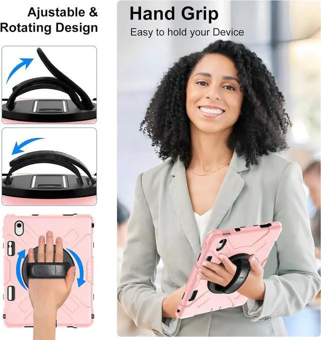 Alt view image 4 of 7 - Case for iPad 10th Generation with Screen Protector Full-Body Drop Protection 360 Rotate Stand/Hand Strap Cover Compatible with iPad 10th Gen 10.9 Model A2696/A2757/A2777