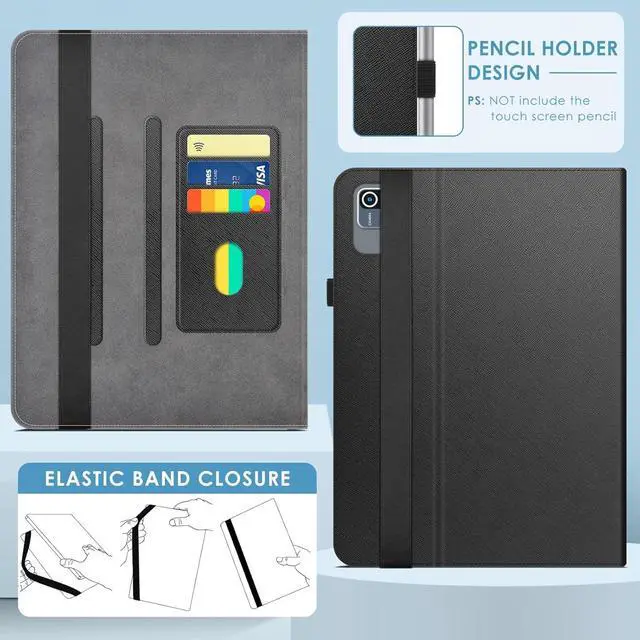 Alt view image 6 of 7 - Universal 10 inch Tablet Case 10.1 inch Android Tablet Cover Shell for 10.1 inch Tablet Leather Protective Cover 2-Angle Viewing with 3 Card Slots