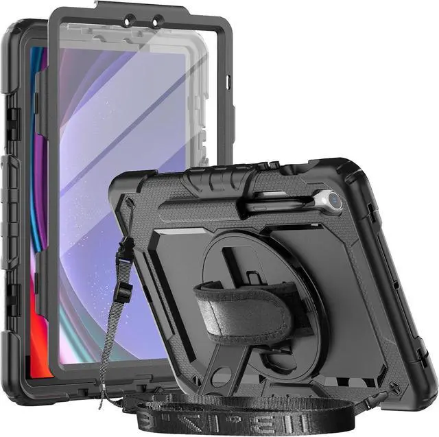Main image of Case Compatible with  Galaxy Tab S9 11 Inch/S9 FE 10.9 Inch with Screen Protector | SM-X710/X716B/X718U/SM-X510/ X516B Cover | Heavy Duty Shockproof Case W/Hand Strap Stand