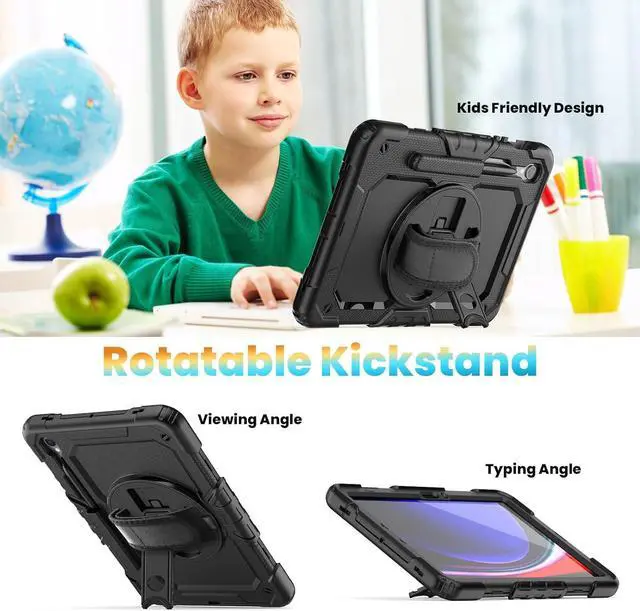 Alt view image 3 of 6 - Case Compatible with  Galaxy Tab S9 11 Inch/S9 FE 10.9 Inch with Screen Protector | SM-X710/X716B/X718U/SM-X510/ X516B Cover | Heavy Duty Shockproof Case W/Hand Strap Stand