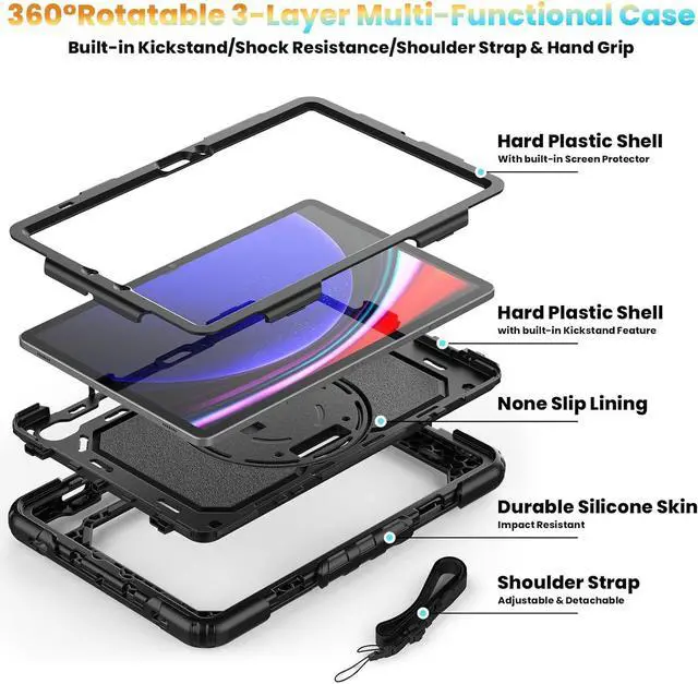 Alt view image 6 of 6 - Case Compatible with  Galaxy Tab S9 11 Inch/S9 FE 10.9 Inch with Screen Protector | SM-X710/X716B/X718U/SM-X510/ X516B Cover | Heavy Duty Shockproof Case W/Hand Strap Stand