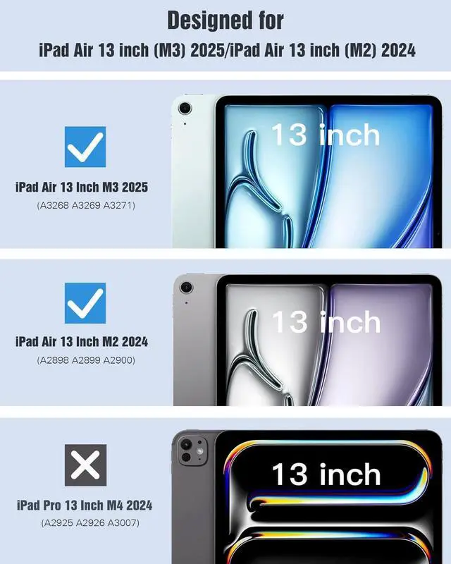 Alt view image 2 of 7 - Case for iPad Air 13 Inch (M3/M2-2025/2024) Slim Stand Cover for iPad Air 13-inch Support Touch ID Auto Wake/Sleep Smart Shell with Translucent Back Navy Blue