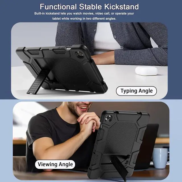 Alt view image 5 of 7 - Rantice Case for  Galaxy Tab A9+/A9 Plus 11 2024 Heavy Duty Shockproof Rugged Protective Case with Kickstand for Galaxy Tab A9+/A9 Plus 11 Inch (SM-X210/X216/X218) Black
