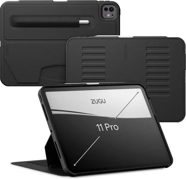 Main image of Zugu Case for iPad Pro 11 (M4) 2024 Slim Protective Cover with  Pencil Holder Auto Wake/Sleep Multiple Viewing Angles iPad Pro 11 Inch Cover Phone Protector Black