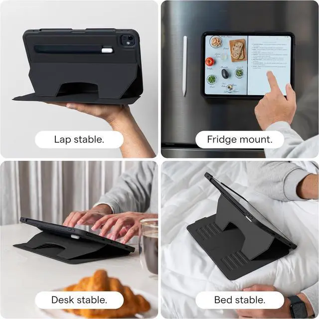 Alt view image 4 of 7 - Zugu Case for iPad Pro 11 (M4) 2024 Slim Protective Cover with  Pencil Holder Auto Wake/Sleep Multiple Viewing Angles iPad Pro 11 Inch Cover Phone Protector Black