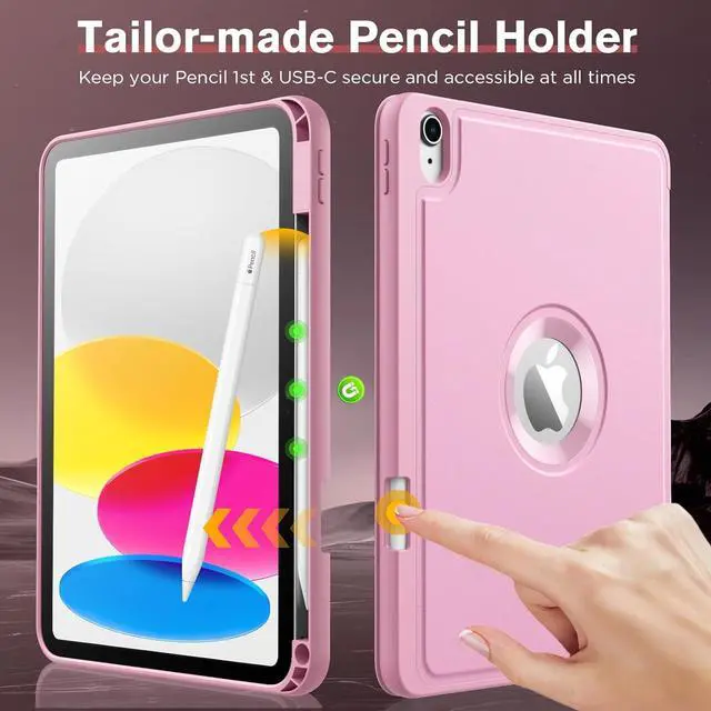 Alt view image 5 of 7 - for iPad (A16) 11th Generation 2025 11-inch/10th Generation 10th 2022 10.9 inch Case with Pencil Holder Smart Trifold Protective iPad Case with Soft TPU Back Stand Cover Auto Wake/Sleep Pink