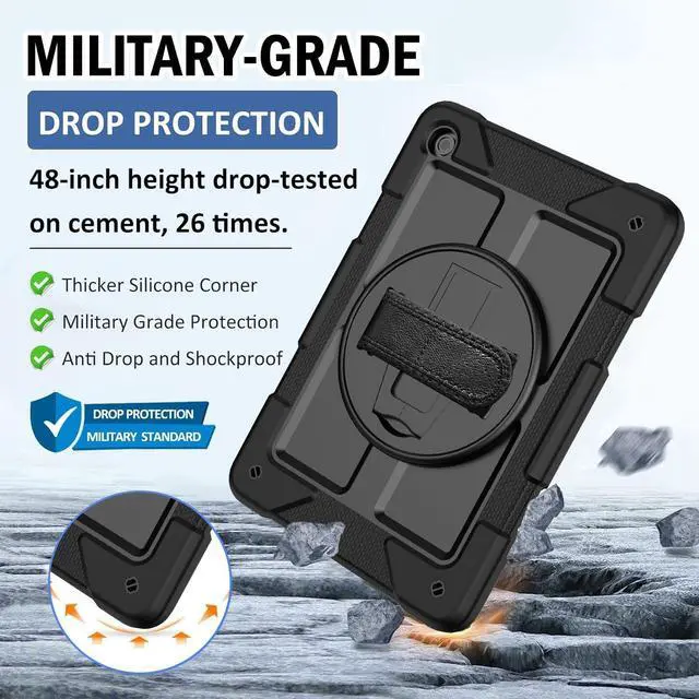 Alt view image 4 of 7 - for  Galaxy Tab A9+ Plus Case 11 2023 (SM-X210/X216/X218) Shockproof Galaxy Tab A9 Plus Case with Rotating Stand and Hand/Shoulder Strap Black
