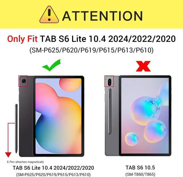 Alt view image 2 of 7 - for Galaxy Tab S6 Lite 10.4 inch Case 2024/2022/2020 with Pen Holder Auto Wake/Sleep Trifold Stand Folio Cover for  Galaxy S6 Lite Tablet (SM-P625/P620/P619/P615/P613/P610) Black