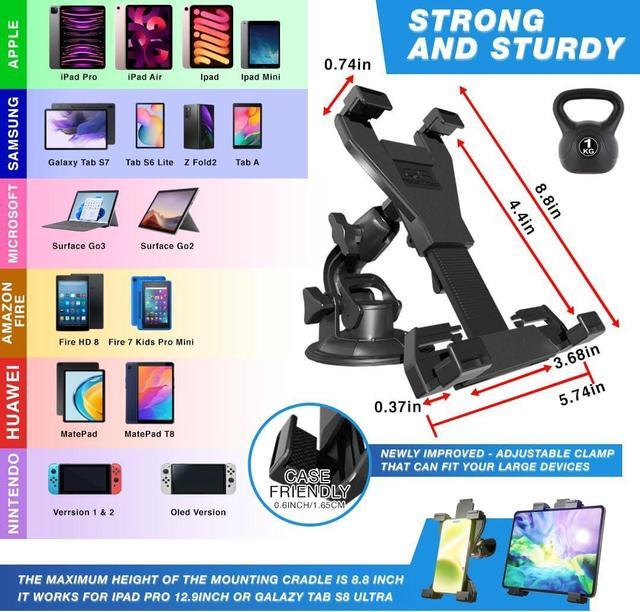 Alt view image 6 of 7 - 3-in-1 Heavy Duty Dashboard Tablet Holder for Car Windshield Suction Cup Car Mount & Air Vent Mount for Truck Car for iPad Pro iPad Mini Galaxy Tab for All iPad 6- 12.9 Tablets