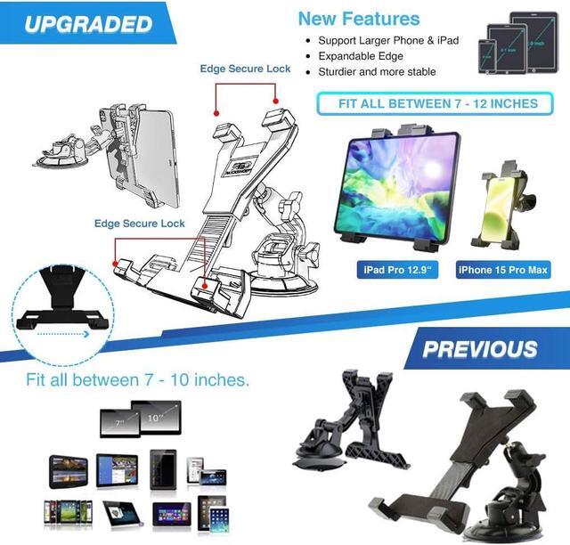 Alt view image 7 of 7 - 3-in-1 Heavy Duty Dashboard Tablet Holder for Car Windshield Suction Cup Car Mount & Air Vent Mount for Truck Car for iPad Pro iPad Mini Galaxy Tab for All iPad 6- 12.9 Tablets