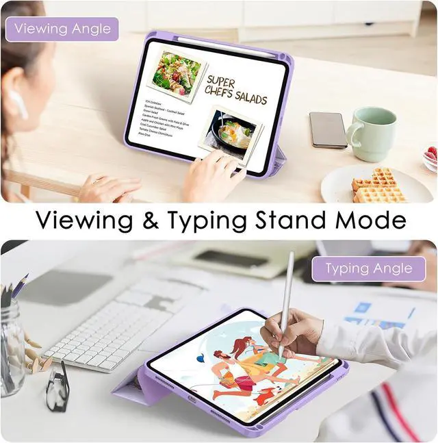 Alt view image 4 of 7 - for iPad (A16) 11th Generation Case 2025 11-inch iPad 10th Generation 10.9 Inch (2022) with Pencil Holder [Shockproof + Auto Sleep/Wake] Soft Back for iPad 11/10.9 Cover Lilac Marble