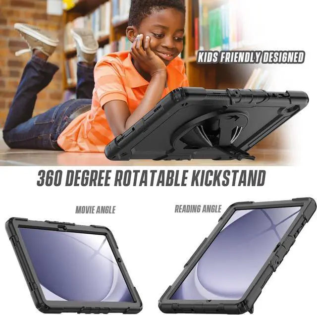 Alt view image 5 of 6 - Case Compatible with Galaxy Tab A9+ Plus 11 Inch Model SM-X210/X216/X218 with Screen Protector Pen Holder Stand Shoulder Strap Handle Grip | Black