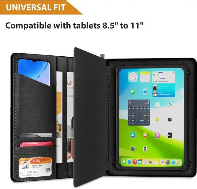 Alt view image 2 of 7 - Universal Padfolio Case - Portfolio Organizer for Tablet 8.5 up to 11 inch CPU Leather Notebook Pad Holder Folder for iPad Air Pro & Others