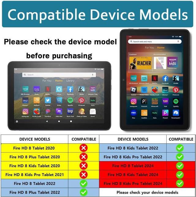 Alt view image 2 of 7 - Fire HD 8 & HD 8 Plus Tablet Case (Only 12th Gen 2024/2022) - [Light-Duty] Full Body Rugged Cover with Built-in Screen Protector for Kindle Fire HD 8 Kids Tablet & Kids Pro Tablet - Black