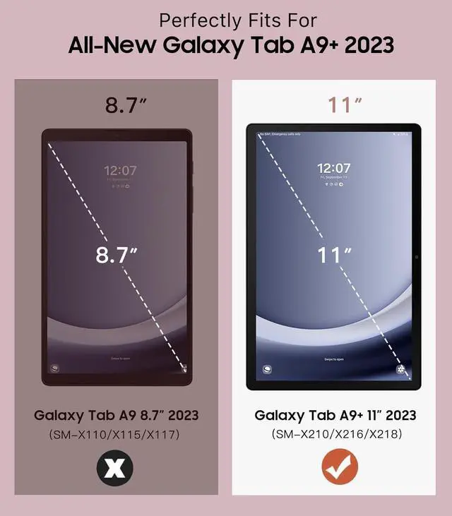 Alt view image 2 of 7 - Case for  Galaxy Tab A9+/A9 Plus 11 2023 Slim Soft TPU Translucent Frosted Back Protective Cover for Galaxy Tab A9+ Tablet SM-X210/X216/X218 Auto Wake/Sleep Rose Gold