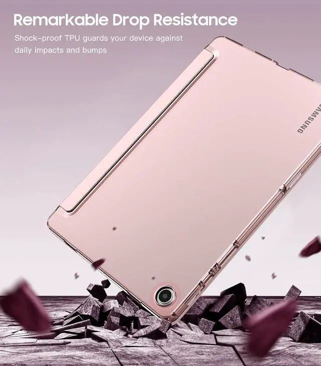 Alt view image 3 of 7 - Case for  Galaxy Tab A9+/A9 Plus 11 2023 Slim Soft TPU Translucent Frosted Back Protective Cover for Galaxy Tab A9+ Tablet SM-X210/X216/X218 Auto Wake/Sleep Rose Gold