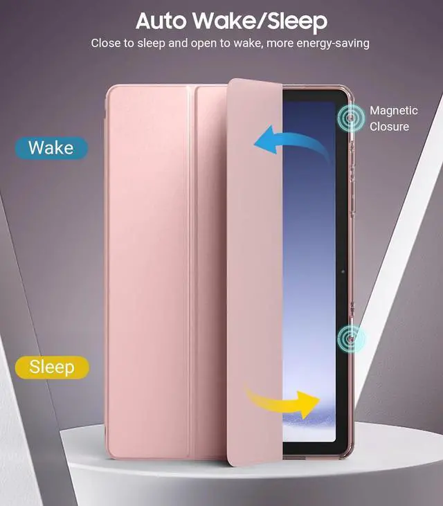 Alt view image 6 of 7 - Case for  Galaxy Tab A9+/A9 Plus 11 2023 Slim Soft TPU Translucent Frosted Back Protective Cover for Galaxy Tab A9+ Tablet SM-X210/X216/X218 Auto Wake/Sleep Rose Gold