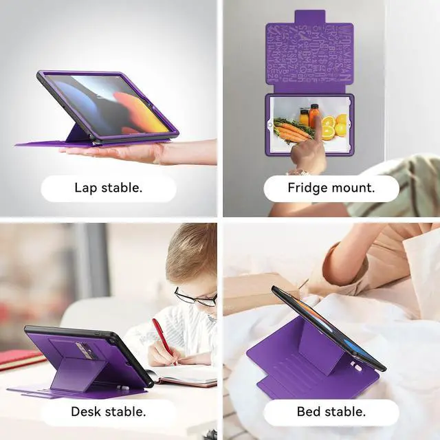 Alt view image 6 of 7 - Magnetic Case for iPad 9th/8th/7th Generation 10.2 Auto Sleep/Wake Case with Pen Holder Card Slot for iPad 10.2 2021/2020/2019 Purple