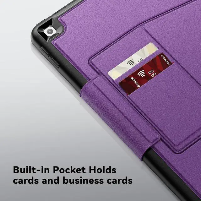 Alt view image 7 of 7 - Magnetic Case for iPad 9th/8th/7th Generation 10.2 Auto Sleep/Wake Case with Pen Holder Card Slot for iPad 10.2 2021/2020/2019 Purple
