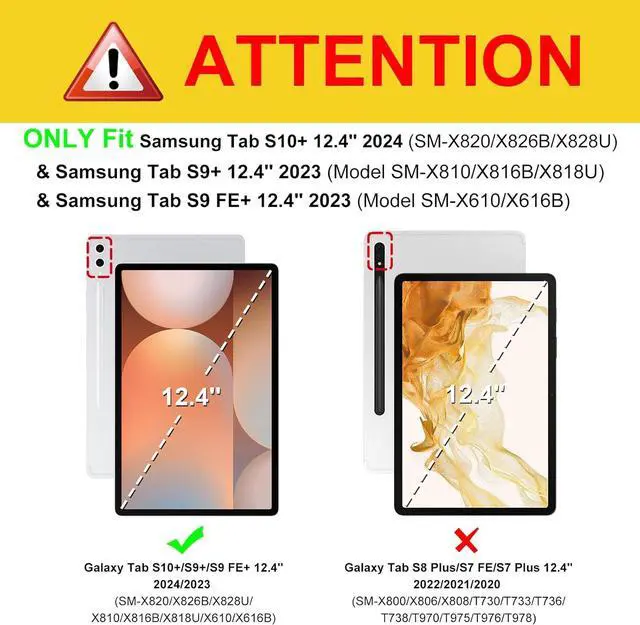 Alt view image 2 of 7 - Case for  Galaxy Tab S10 Plus 2024/ S9 FE Plus 5G 12.4 Inch 2023 with Built-in S Pen Holder Multiple Angle Portfolio Business Cover with Pocket Auto Sleep/Wake Gray