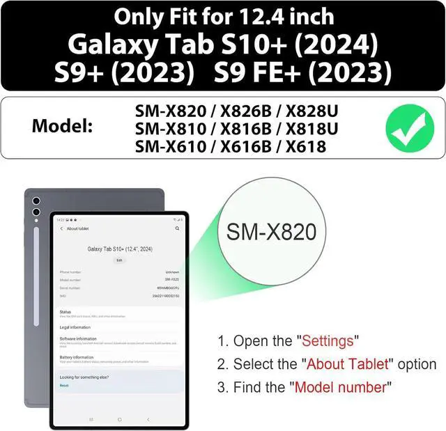Alt view image 2 of 7 - Case for  Galaxy Tab S10+ Plus 2024/ S9 FE+ Plus/ S9+ Plus 12.4 2023 Heavy Duty Shockproof Protective Case with Screen Protector Stand Hand/Shoulder Strap and Pen Holder Black