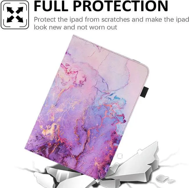 Alt view image 3 of 7 - Universal 10-10.1 Inch Android Tablet Case 360 Degree Rotatable Kickstand Multiple Viewing 9.5-10.5 Protective Cover for Touchscreen Devices Marble Purple