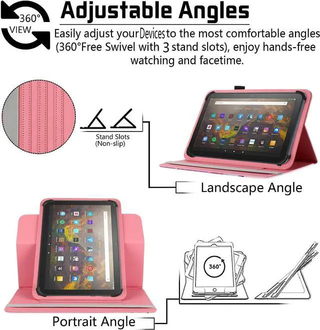 Alt view image 4 of 7 - Universal 10-10.1 Inch Android Tablet Case 360 Degree Rotatable Kickstand Multiple Viewing 9.5-10.5 Protective Cover for Touchscreen Devices Marble Purple