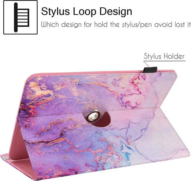 Alt view image 5 of 7 - Universal 10-10.1 Inch Android Tablet Case 360 Degree Rotatable Kickstand Multiple Viewing 9.5-10.5 Protective Cover for Touchscreen Devices Marble Purple
