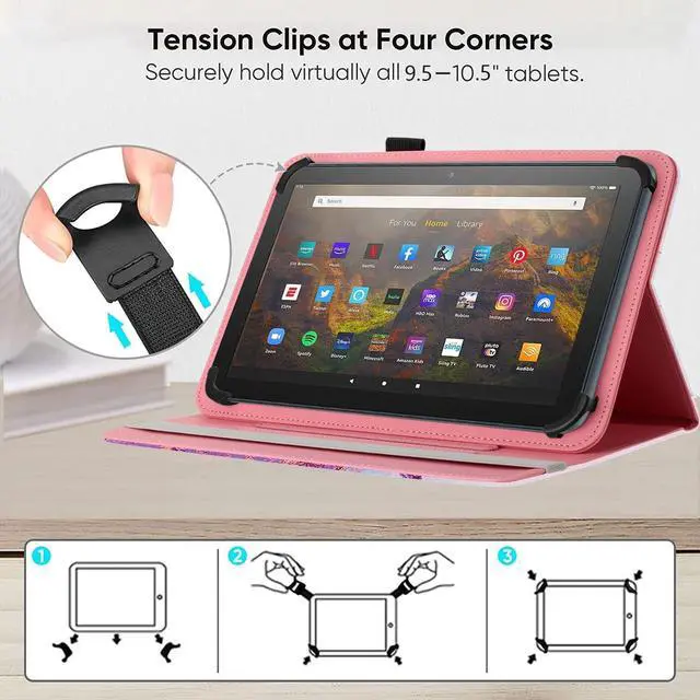 Alt view image 6 of 7 - Universal 10-10.1 Inch Android Tablet Case 360 Degree Rotatable Kickstand Multiple Viewing 9.5-10.5 Protective Cover for Touchscreen Devices Marble Purple