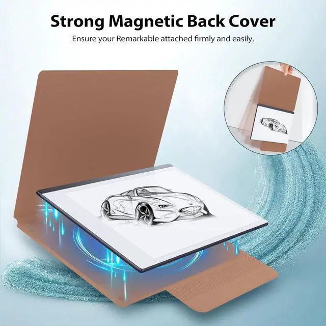 Alt view image 2 of 7 - Case Compatible for Remarkable 2 Ultra-Thin Magnetic Case with Built-in Pen Holder Lightweight Book Folio Cover Compatible with Remarkable 2 Paper Tablet 10.3 2020 Released Brown