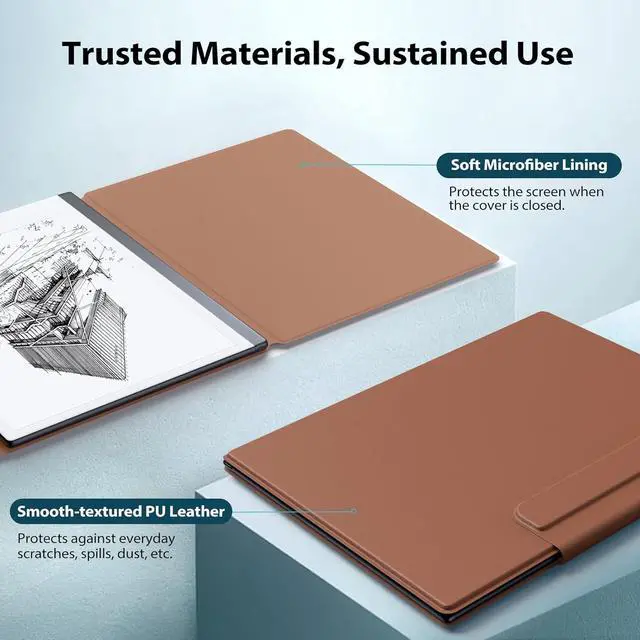 Alt view image 3 of 7 - Case Compatible for Remarkable 2 Ultra-Thin Magnetic Case with Built-in Pen Holder Lightweight Book Folio Cover Compatible with Remarkable 2 Paper Tablet 10.3 2020 Released Brown