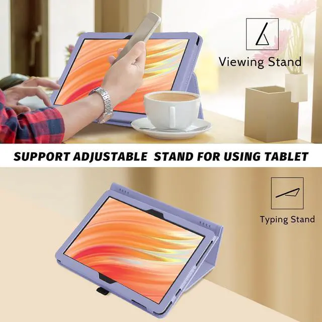 Alt view image 3 of 6 - Folio Case Cover for 10.1-inch Fire HD 10 Tablet (13th / 11th Generation 2023/2021 Release) with Auto Wake/Sleep Compatible with Alcatel/TCL K10 10.1 Tab (Lilac)
