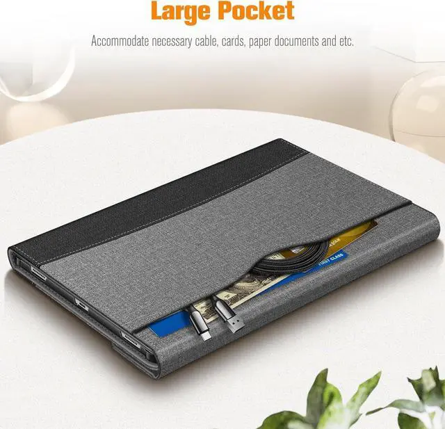 Alt view image 4 of 7 - Case for  Galaxy Tab S10 Plus 2024/ S9 FE Plus 5G 12.4 Inch 2023 with Built-in S Pen Holder Multiple Angle Portfolio Business Cover with Pocket Auto Sleep/Wake Gray